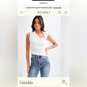 Meshki Griselda draped slinky sleeveless top